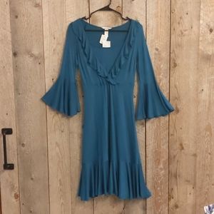 H&M Mama Nursing teal ruffle wrap dress S